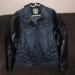 Men’s Gstar Denim jacket w/ genuine Leather Sleeve